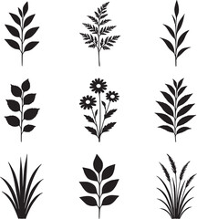 set of plant silhouettes