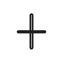 Obraz premium Black simple plus icon features rounded tips isolated on a white background