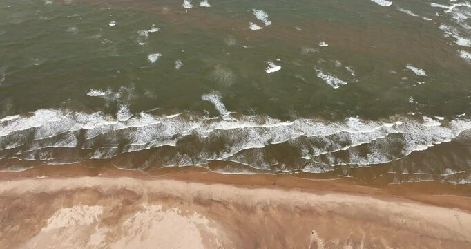 Above View Of Sand Dune Shores Along Parnaiba Delta Near Araioses In Maranh&atilde;o, Brazil. Aerial Topdown Shot