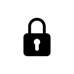 Lock icon. Simple solid style. Locker, closed, padlock, key, symbol, private, web, flat, password, safety, secure concept. Vector illustration isolated