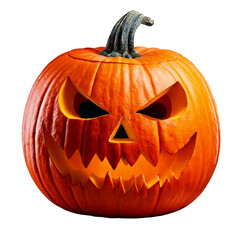 Selective focus creepy jack o lantern in halloween isolated on transparent or white background