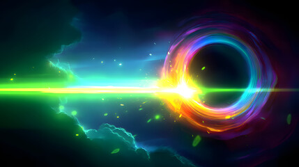 Fototapeta premium Futuristic Rainbow Accretion Disk Neon rainbow vector art