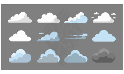 Flat Style Cloud Illustrations Set
