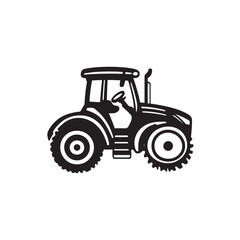 Obraz premium Black tractor silhouette shows a driver inside, ready to work on the farm