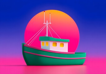 National Day holiday departure travel cartoon luxury ship transport illustration