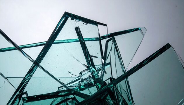 Broken Glass Fragments Closeup