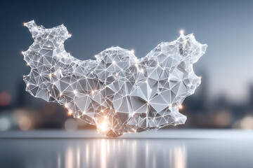 Fototapeta premium futuristic design of iran map with flowing lines representing cultural exchange and interconnected c