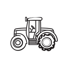 Obraz premium Bold line art depicts a tractor with detailed wheels over a transparent background
