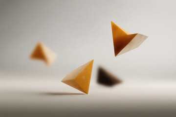 abstract representation of geometric shapes on light blurred background with single accent that conveys sense of