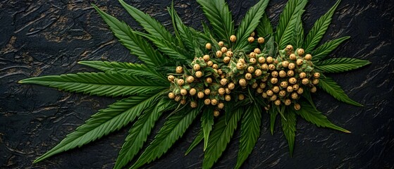 Fototapeta premium Cannabis plant showcasing hemp leaves.