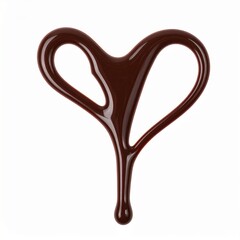 chocolate stain in the form of heart with falling drop isolated on white background