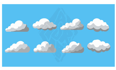 Fluffy White and Grey Clouds Illustration Set