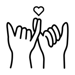Pinky swear, or pinky promise thin line icon , vector illustration on white background