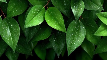 Fototapeta premium Lush Green Leaves Nature Background Botanical Texture Eco Friendly Plant Photography