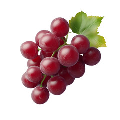 Fototapeta premium Bunch of red grapes with shadow, isolated on transparent background