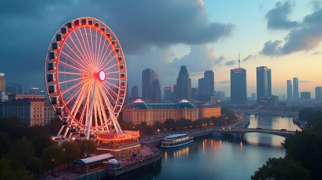 spectacular view an amusement center of the city