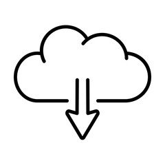 cloud download outline vector isolated, white background, eps 10.