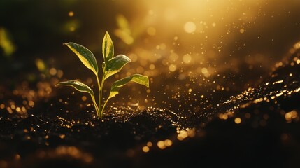 Young plant emerging from soil