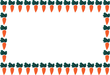 Decorative square frame with vector carrots. Suitable for menu designs, nutrition projects, natural packaging, and digital art.