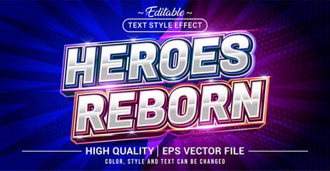 Editable text style effect - Heroes Reborn text style theme. Vector text style illustration template. © Rtn_Studio