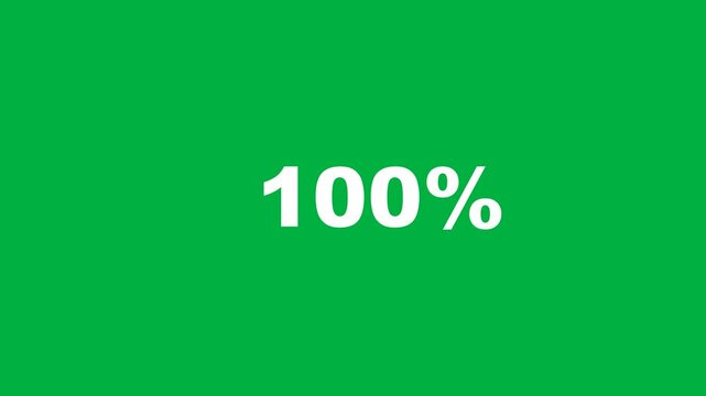 100 percent loading number animation green screen