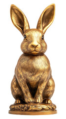 Obraz premium Golden Rabbit Figurine Statue Ornament Sculpture Bunny Collectible Art Decor Isolated On Transparent Background