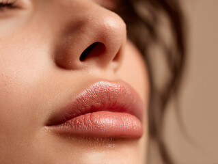 close-up comparison of a woman's nose area showing the minimized appearance of enlarged pores after