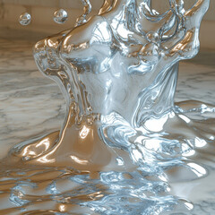 Glass sculpture of a woman immersed in water.