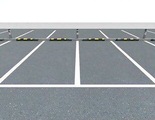 Empty Parking Lot Spaces with Wheel Stops and Lines