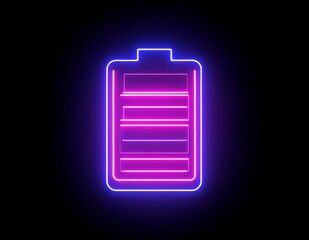 Neon Battery Level Indicator Purple, Blue, Glow, Energy, Power