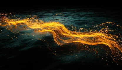 Abstract energy flowing over dark water