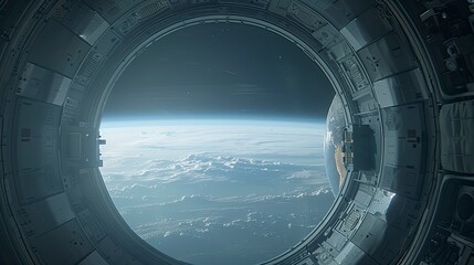 Vast Earth view from a space station's window