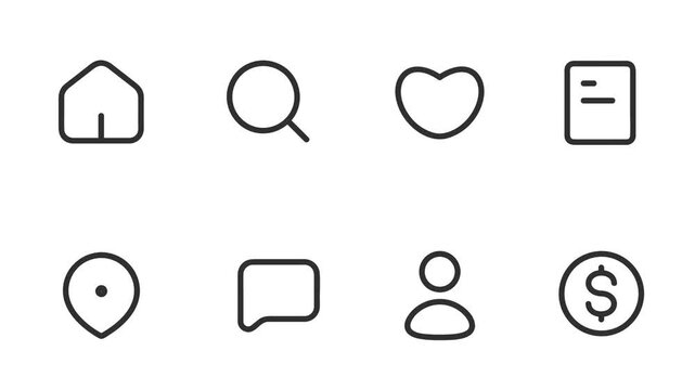 Tab bar icons outline animated, toolbar icon set animation.