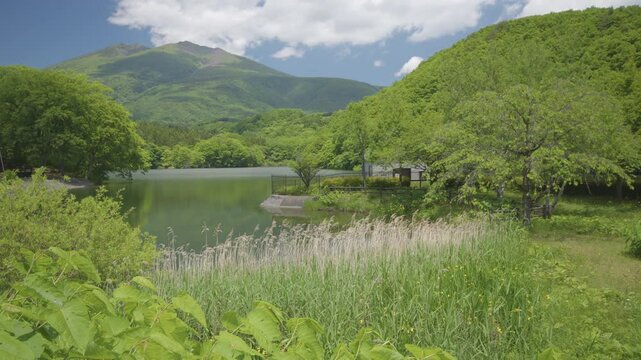 宮城県七ヶ宿町 長老湖の風景 Scenery of Lake Choro in Shichikashuku Town, Miyagi Prefecture