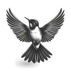 Naklejka premium Flying bird emblem with powerful extended wings vector high resolution photo