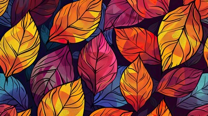Fototapeta premium Vibrant autumn leaves pattern (1)