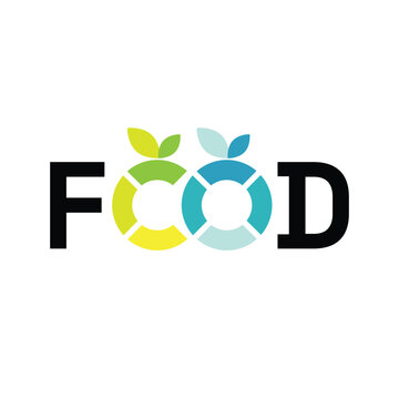 this is a simple flat word mark logo design of the word FOOD with letters OO shape like abstract fruits.  