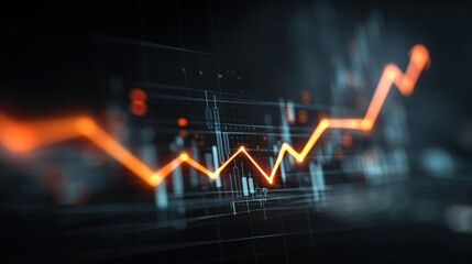 Fototapeta premium Financial Growth, Upward Trending Stock Market Graph