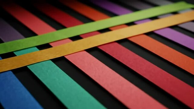 Vibrant Rainbow Satin Ribbons on Black Background
