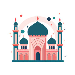 Illustration of Beautiful Islamic Mosque Exterior Building Landscape in Middle East