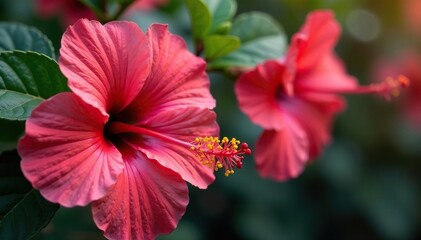 Vibrant hibiscus flowers in full bloom, showcasing their delicate petals and rich colors , petals, hibiscus petals, wallpaper