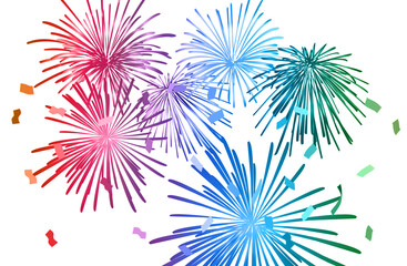 multi colored fireworks vector illustration