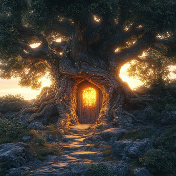 A tree house nestled in the hord tree, amidst the hord forest.