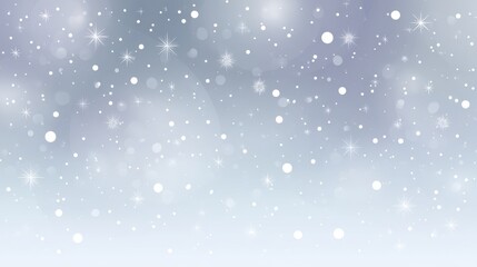 Fototapeta premium Soft, dreamy snowfall with sparkling snowflakes and a light blue gradient background creates a peaceful winter scene.