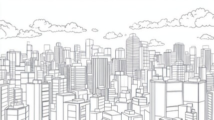 Obraz premium Cityscape sketch, urban architecture, drawing