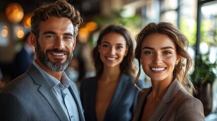 Fototapeta premium Confident Business Team Portrait, Three Successful Professionals