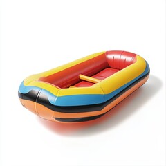 Inflatable boat, toy design in the style of Nendo and J-L Dellius, bright color palette, isolated on a white background, high resolution., high quality, multi-detail, HD, 8K,