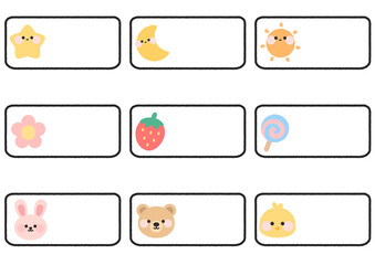 유치원 어린이집 귀여운 이름표 도안 사각이름표 도안 일러스트 © nusoi