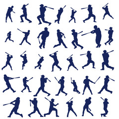 イラスト素材：スポーツシルエット野球