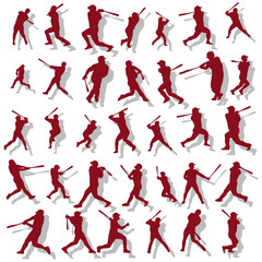 イラスト素材：スポーツシルエット野球